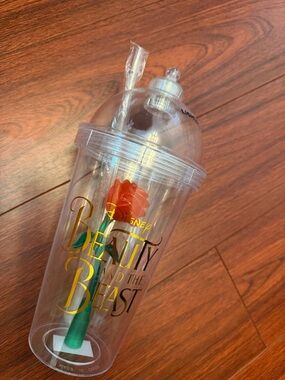 Disney Clear Tumbler with Red Rose and Green Stem